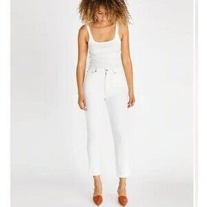 Etica Denim Finn vintage Slim Straight Ankle Jeans Sustainable White Denim 30